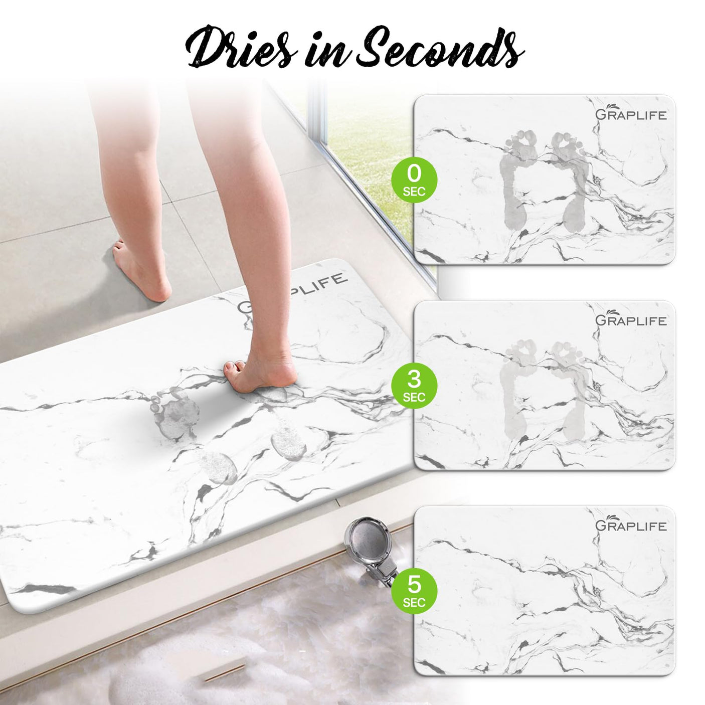 Stone Bath Mat, Diatomaceous Earth Shower Mat, Non-Slip Super Absorbent Quick Drying Bathroom Floor Mat, Natural, Easy to Clean (23.6 x 15.35 Darkgrey)