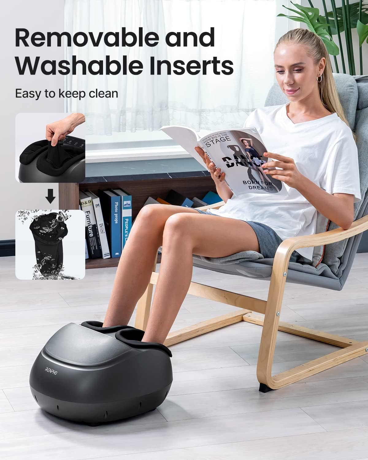 RENPHO Foot Massager with Heat, FSA & HSA Eligible, Christmas Gifts for Women Men, Shiatsu Foot Massager for Foot Care, Electric Foot Massage with Remote, Fits Up to Size 13 Feet