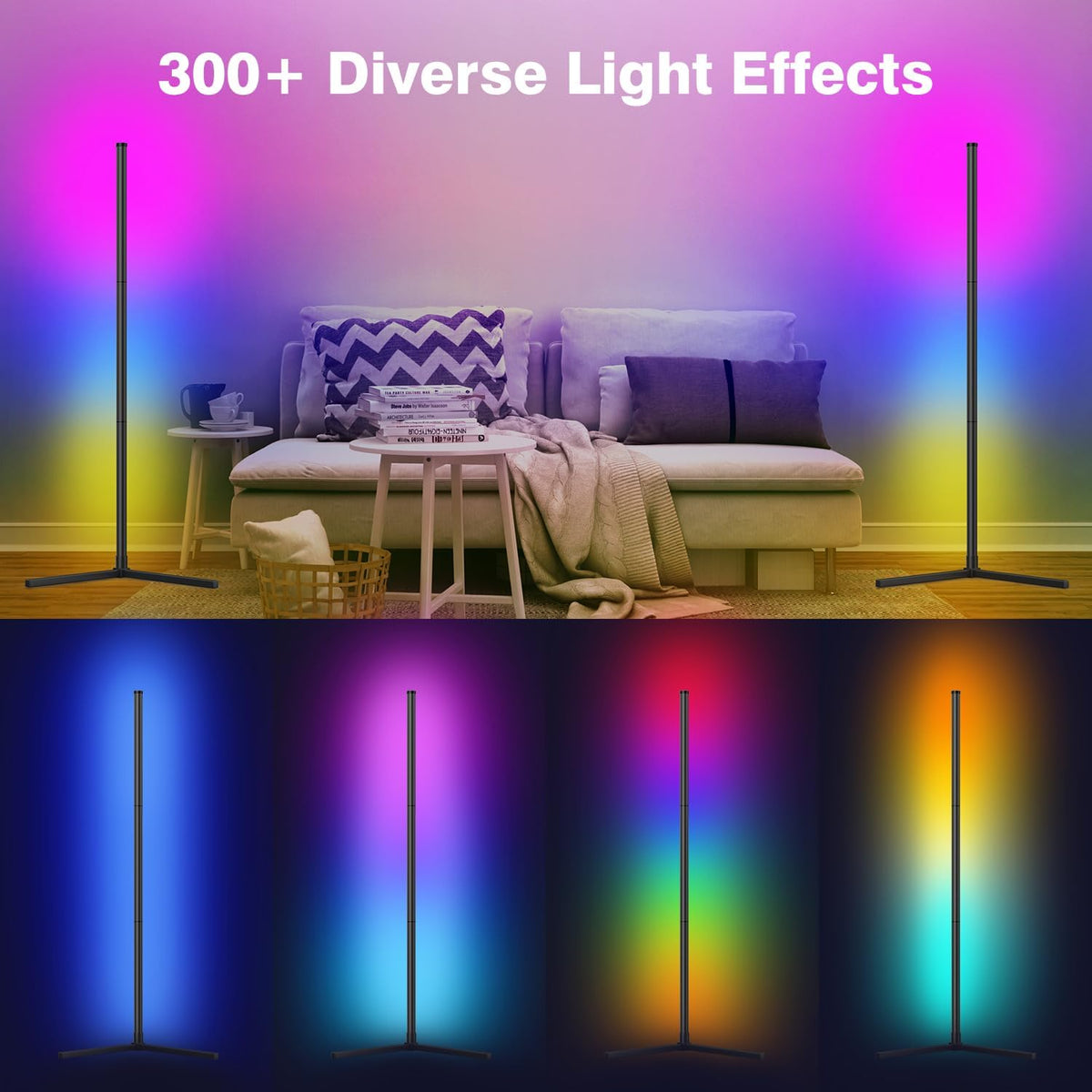 LED Corner Lamp, RGB Corner Floor Lamp with APP and Remote Control, 16 ...