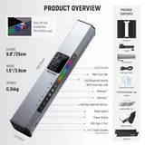 NEEWER RGB LED Video Light Stick, Touch Bar & APP Control, Magnetic Handheld Photography Lighting Wand, Dimmable 3200K~5600K CRI98+ Full Color LED Light with 6400mAh Battery, 17 Scenes, RGB1