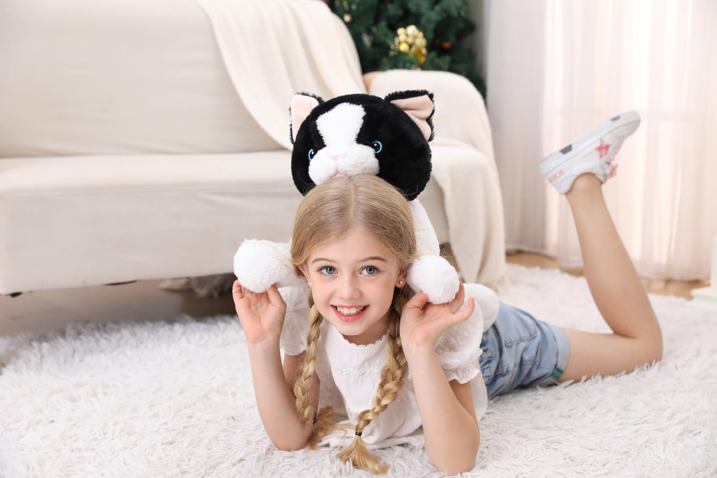 5 lbs, 24 inches Panda Weighted Stuffed Animals, Cuddly Weighted Panda Plush Pillow Giant Plushie Ideal Gift for Adults & Kids