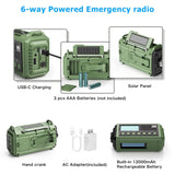 NOAA Weather Radio, Emergency Hand Crank Radio with Solar Charger, Portable Battery Operated AM FM Shortwave Radio with LED Flashlight, USB Charger, Earbud Jack, SOS Alert for Home Survival Hurricane