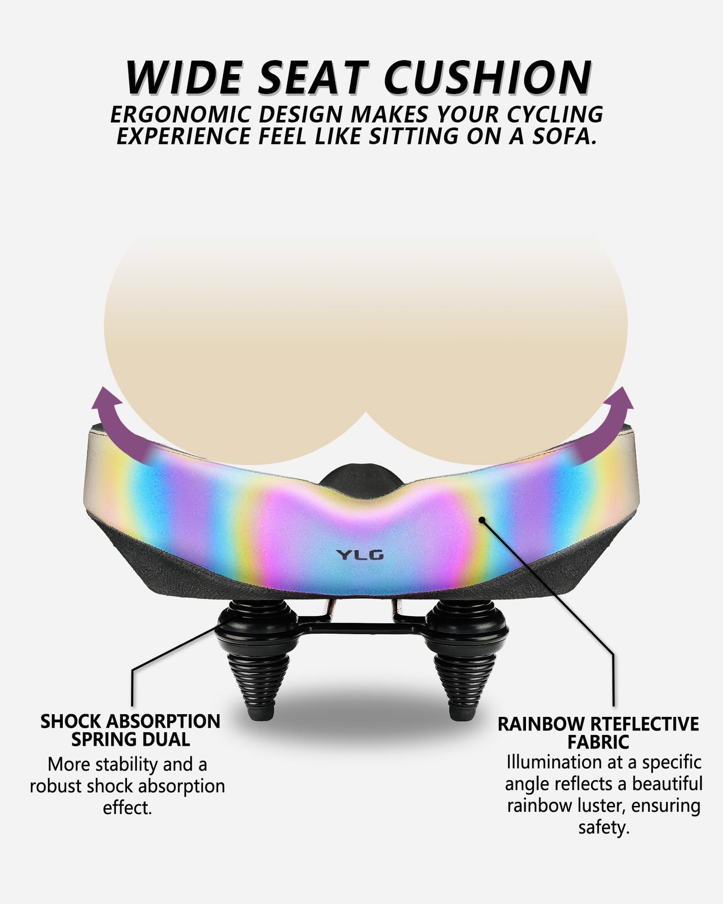 YLG Oversized Comfort Bike Seat Comfortable Replacement Bike Saddle Memory Foam Soft Bike Saddle Waterproof Universal Fit Bicycle Seat for Women Men