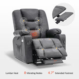 MCombo Power Lift Recliner Chair for Elderly, Lift Chair with Heat and Massage, USB Ports, Cup Holders, Faux Leather 7519 (Medium, Dark Brown)