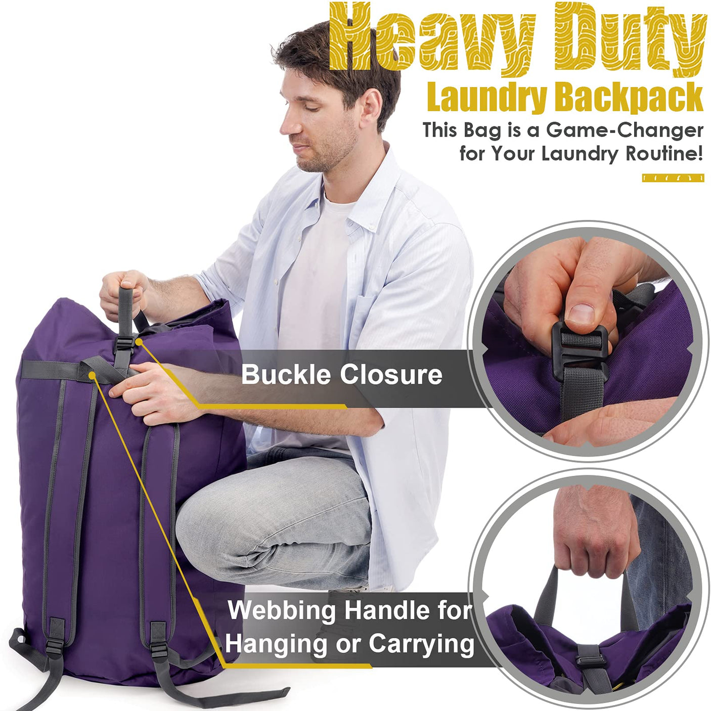 Laundry Bag Backpack Extra Large, 115L Laundry Backpack with Padded Shoulder Strap, Sturdy Travel Laundry Bags, Hanging Laundry Bag for College Dorm, Apartment, Clothes Hamper Bag for Laundromat