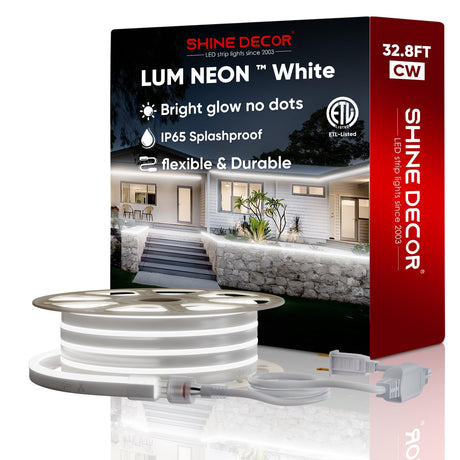 Shine Decor LED RGB Neon Rope Lights AC 120V, Expandable & Cuttable Bright Strip Lighting with Remote, Dimmable Color Changing, ETL Cold-Resistant & IP65 Waterproof for in&Outdoor, 10x20mm, 131.2FT