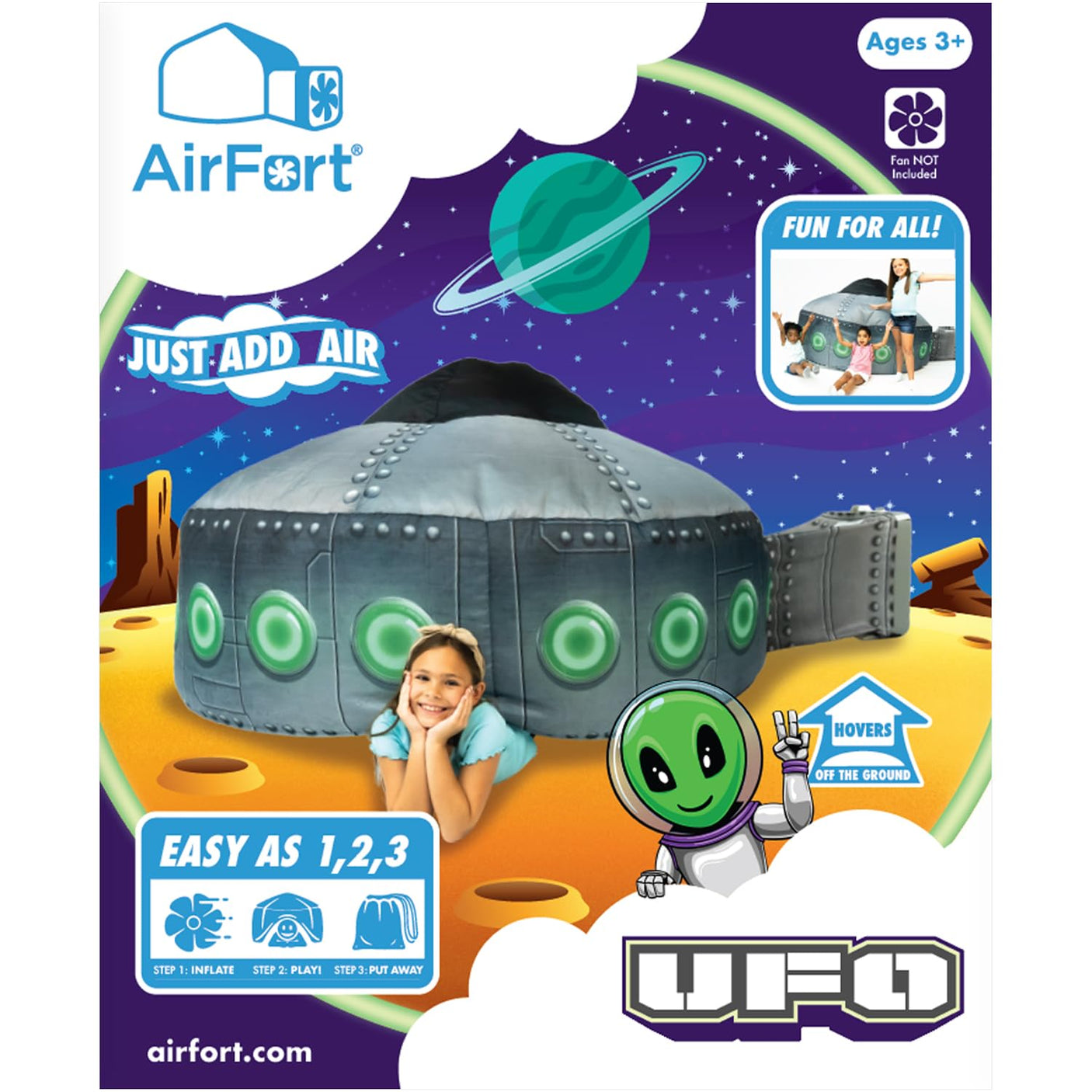 The Original Patented AirFort - Build A Fort in 30 Seconds, Inflatable Fort for Kids, Play Tent for 3-14 Years, A Playhouse Where Imagination Runs Wild, Fan not Included (Starry Night)