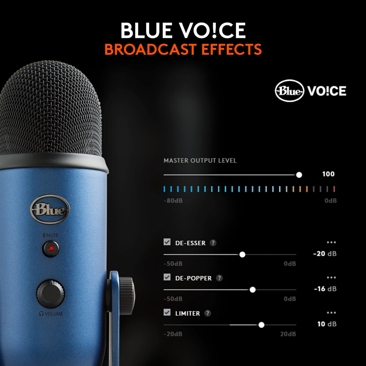 Logitech for Creators Blue Yeti USB Microphone for Gaming, Streaming, Podcasting, Twitch, YouTube, Discord, Recording for PC and Mac, 4 Polar Patterns, Studio Quality Sound, Plug & Play-Blackout