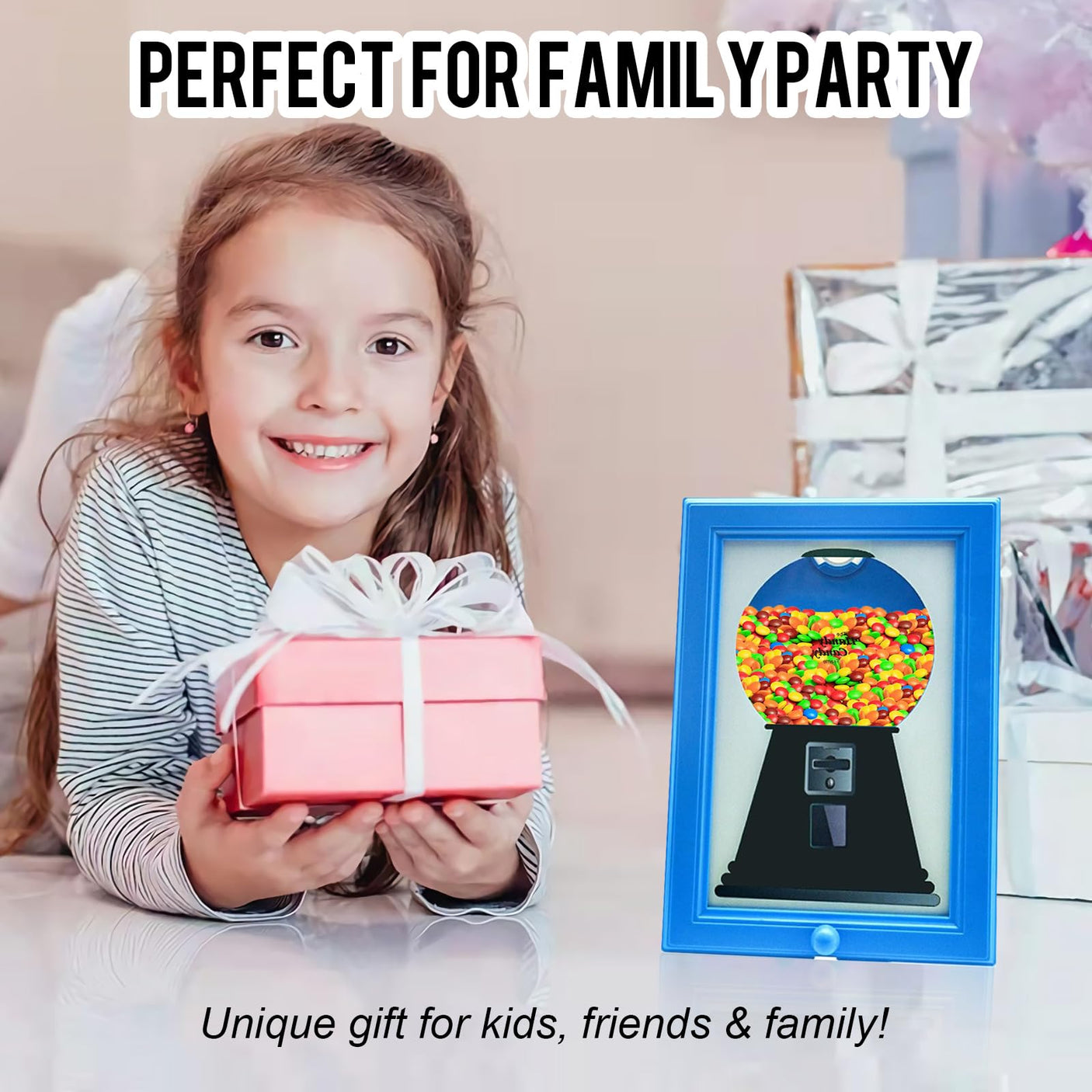 Candy Dispenser Picture Frame, Candy Frame Dispenser,Hanging Candies Machine Art, For Wall or Tabletop, Suitable For Birthday & Holiday Gifts(Yellow)