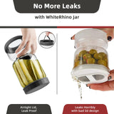 WhiteRhino Pickle Jar with Strainer Flip,34oz Pickle Container Pickle and Olive Hourglass Jar,Glass Flip Pickle Jar Juice Separator Jar with Airtight Lid for Jalapeno Gherkin