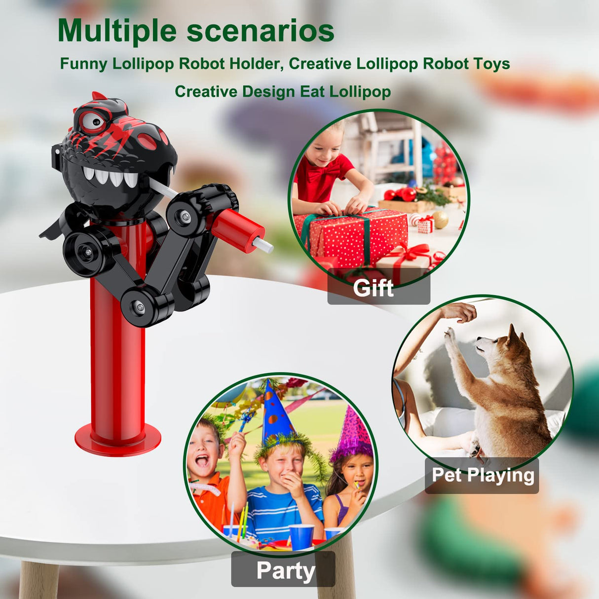 2Pcs Lollipop Case, Christmas Lollipop Robot Holder, Creative Lollipop Robot Toys Creative Design Eat Lollipop, Lollipop Holder Robot Gift, Easter Fun Gift for Kid Over 3 Year(No Lollipop)
