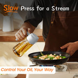 TrendPlain 16oz/470ml Glass Olive Oil Sprayer for Cooking - 2 in 1 Olive Oil Dispenser for Kitchen Gadgets, Air Fryer, Salad, and BBQ - Navy