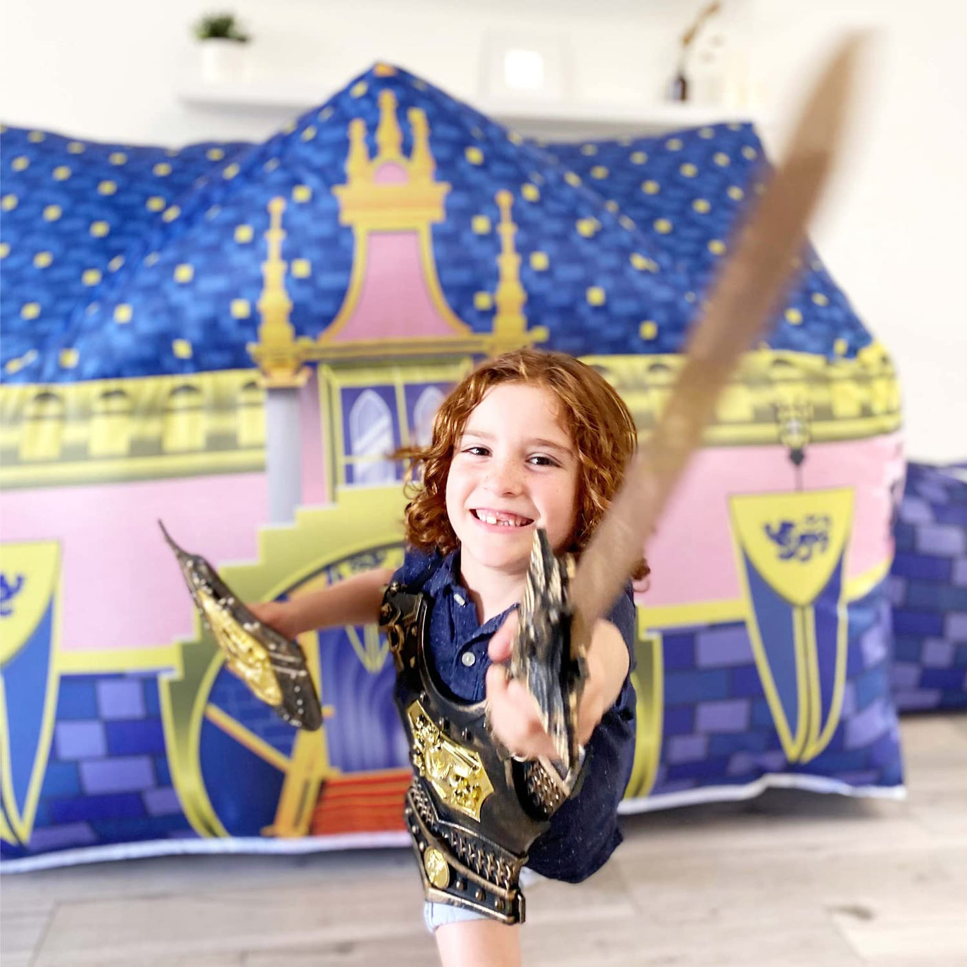 The Original Patented AirFort - Build A Fort in 30 Seconds, Inflatable Fort for Kids, Play Tent for 3-14 Years, A Playhouse Where Imagination Runs Wild, Fan not Included (Starry Night)