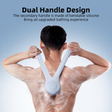 Electric Body Brush Back Scrubber for Shower, Waterproof Long Dual Handle Power Body Scrubber with 3 Heads, Rechargeable Bath Brush & 2 Speeds, for Cleansing, Exfoliating and Massaging Skin