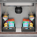 Under Sink Organizers and Storage 2 Tier Slide Out Kitchen Cabinet Organizer Sturdy Metal Bathroom Storage (Black, 1 Pack)