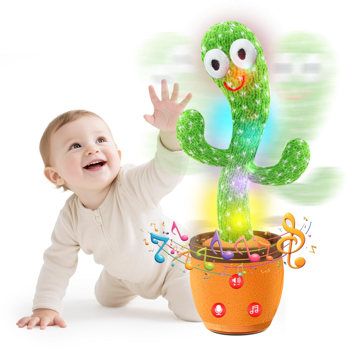 Dancing Talking Cactus Toy for Baby Toddler, Boys Girls Gifts Singing Mimicking Recording Repeating What You Say Baby Toys with 120 English Songs (Adjustable Volume)