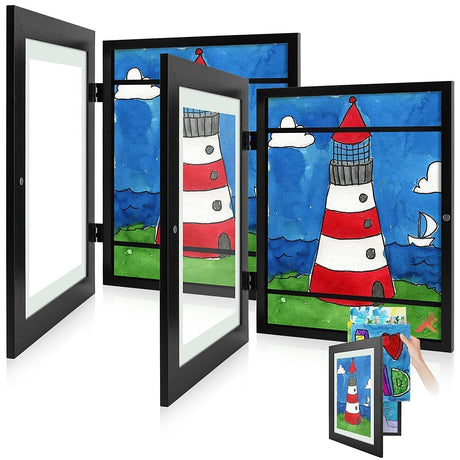 Golden State Art, 10x12.5 Kids Art Frames, Front-Opening Picture Frame Great for Kids Drawings, Artworks, Children Art Projects, Schoolwork, Home or Office (Walnut Set of 2)