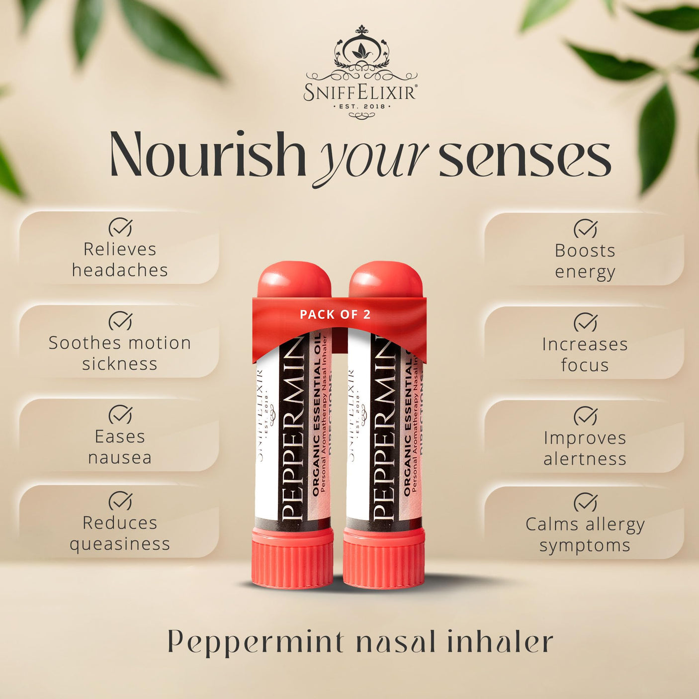 Nasal Stick Inhaler Lavender Nasal Aromatherapy Inhaler - Natural Essential Oil Inhaler for Calm Mind, Mood Boost Nausea Inhaler Relaxation Gifts Nasal Inhaler Stick Portable Nasal Inhalers for Adults