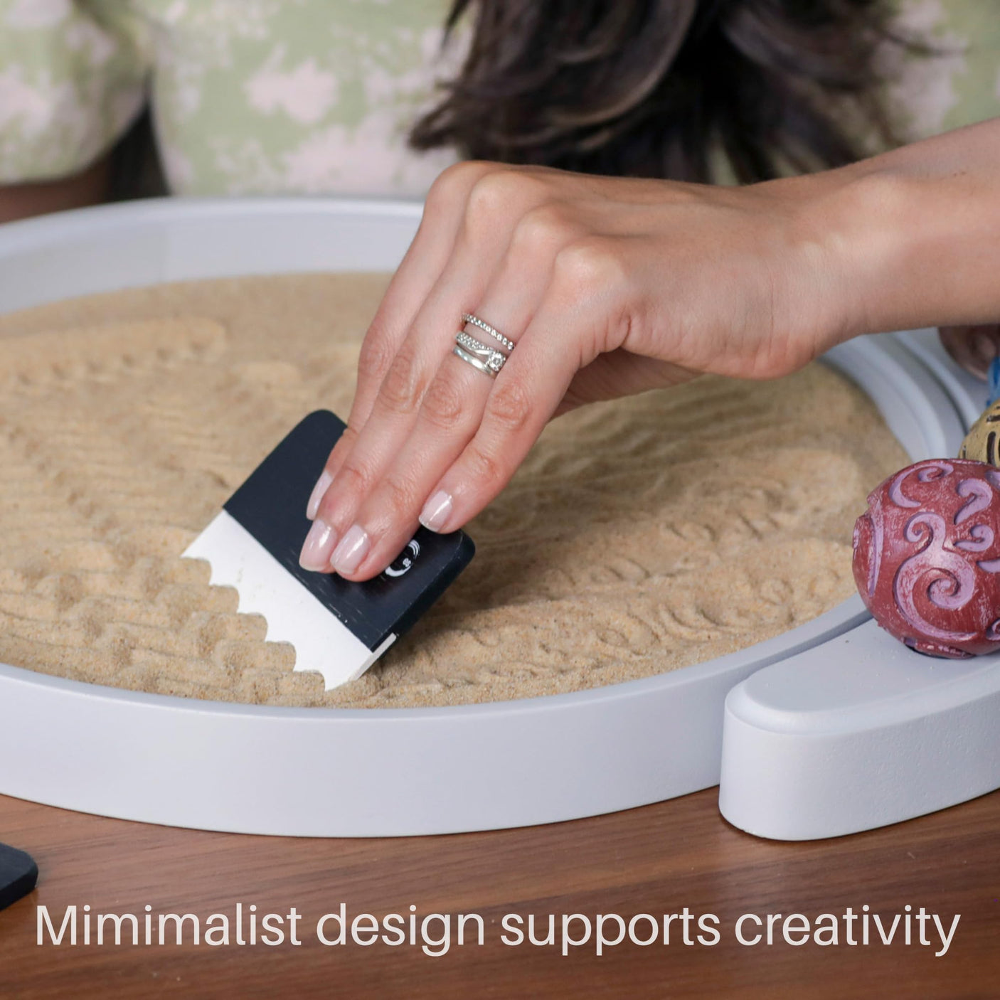 Japanese Zen Garden Kit for Desk - Premium Sand Garden - Mini Zen Décor Office Desktop Accessories - Bamboo Crafted Meditation Therapy Tray - Gift Set - 4 Stamp Spheres Natural Rake Custom Holder