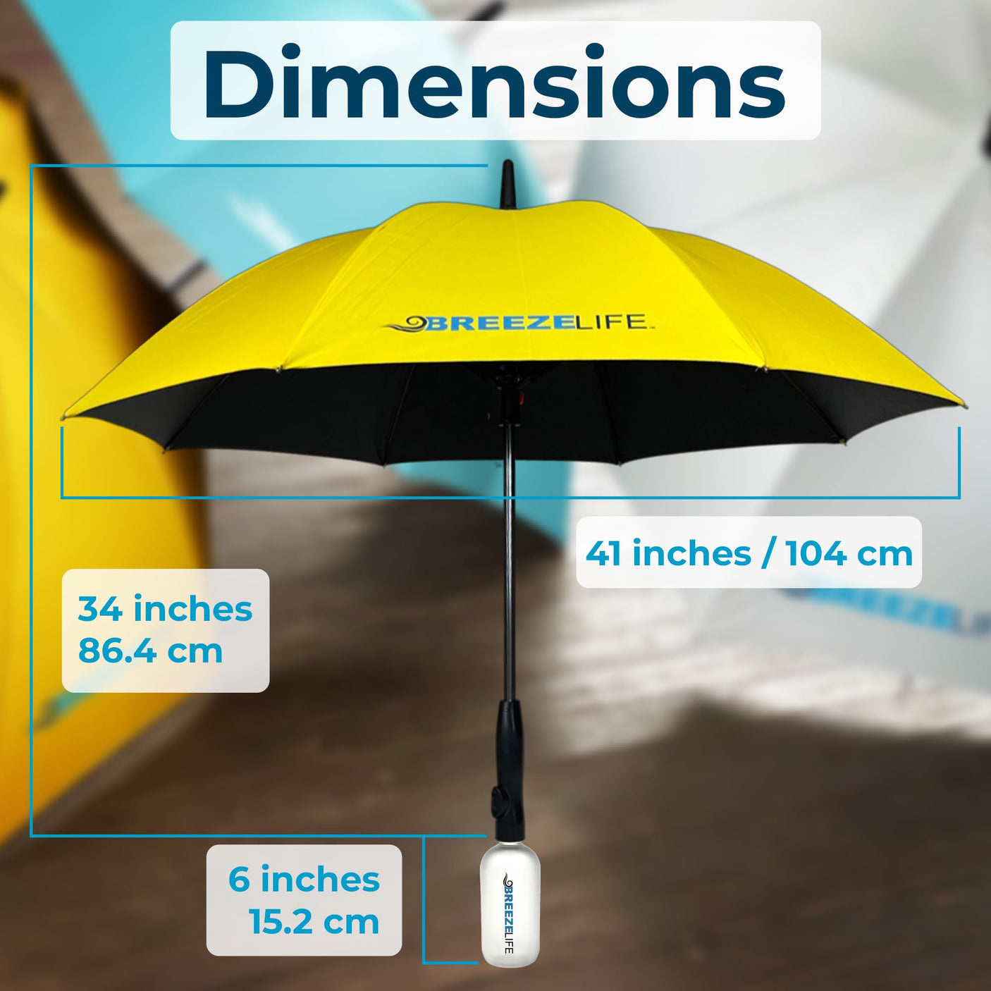 Original Mister Breeze, Sun Umbrella with Fan and Mister, Umbrella Mister with Built-in Fan for Festivals, Beach and More, Blocks Harmful Sun Rays, Mist bottle included, Silver