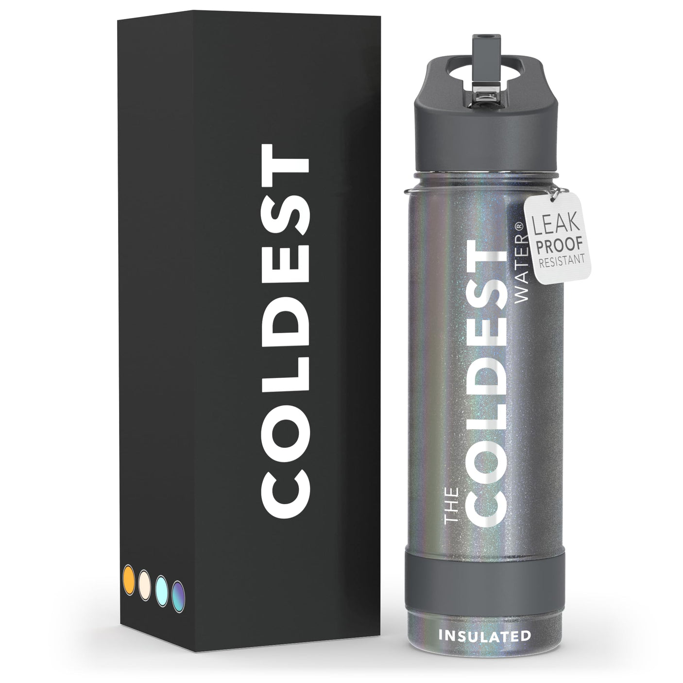 Coldest Insulated Water Bottle with Straw Lid - Stainless Steel Metal Thermos for Men & Women (Matte Black, 32 oz)