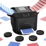 Automatic Card Shuffler and Dealer - 1-2 Decks Support 12 Players, 4 Drawing Remotes, Built-in Gameplays, 360°/180° Deal, for Poker, UNO, Phase 10, Skip-Bo, Rummy (Black)