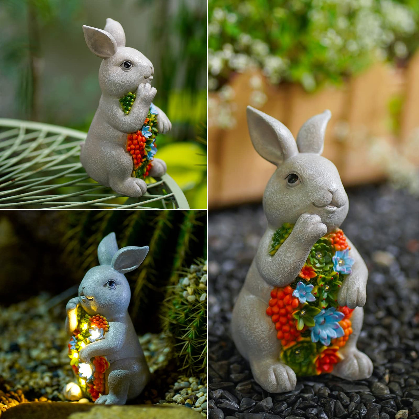 Nacome Solar Garden Outdoor Statues Turtle with Succulent and 7 LED Lights - Lawn Decor Tortoise Statue for Patio, Balcony, Yard Ornament - Unique Housewarming Gifts