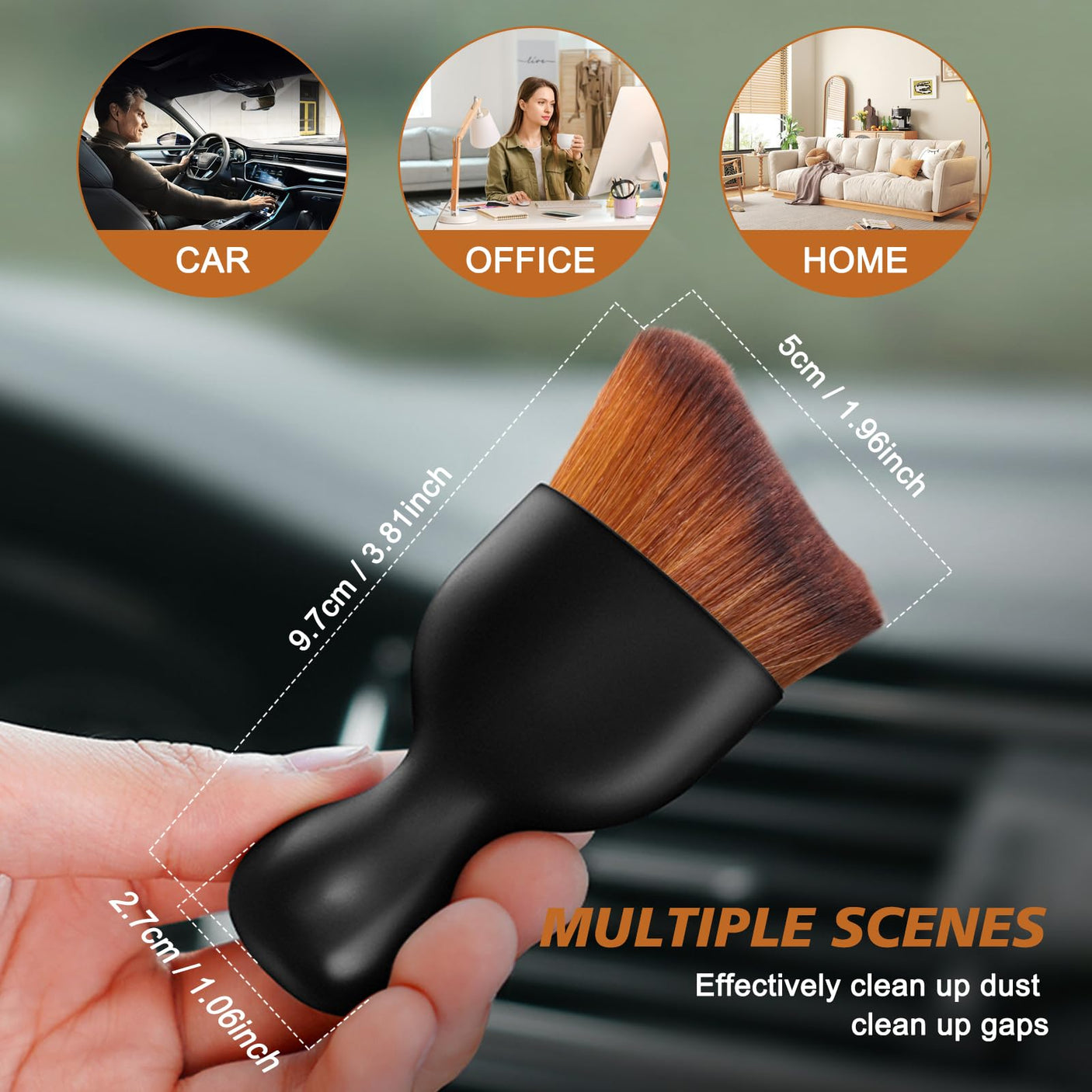 Ouzorp Car Interior Dust Brush, Car Detailing Brush, Soft Bristles Detailing Brush Dusting Tool for Automotive Dashboard, Air Conditioner Vents, Leather, Computer,Scratch Free
