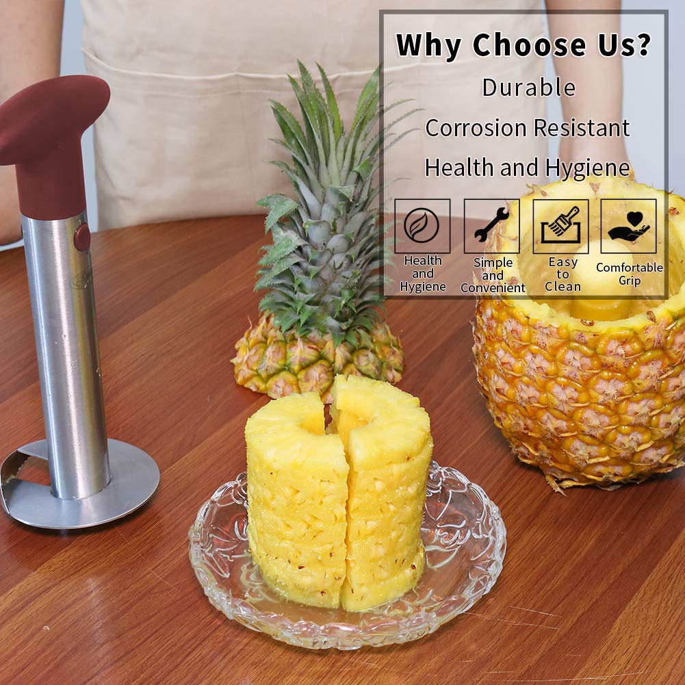 Pineapple Corer, [Upgraded, Reinforced, Thicker Blade] Newness Premium Pineapple Corer Remover (Black)
