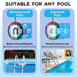 Above Ground Pool Lights with APP Control 20W RGB Dimmable LED Pool Lights with Suction Cups and Built-in Magnets 12V Underwater Pool Light for Above ground Inground Pools IP68 Waterproof 28FT Cord B