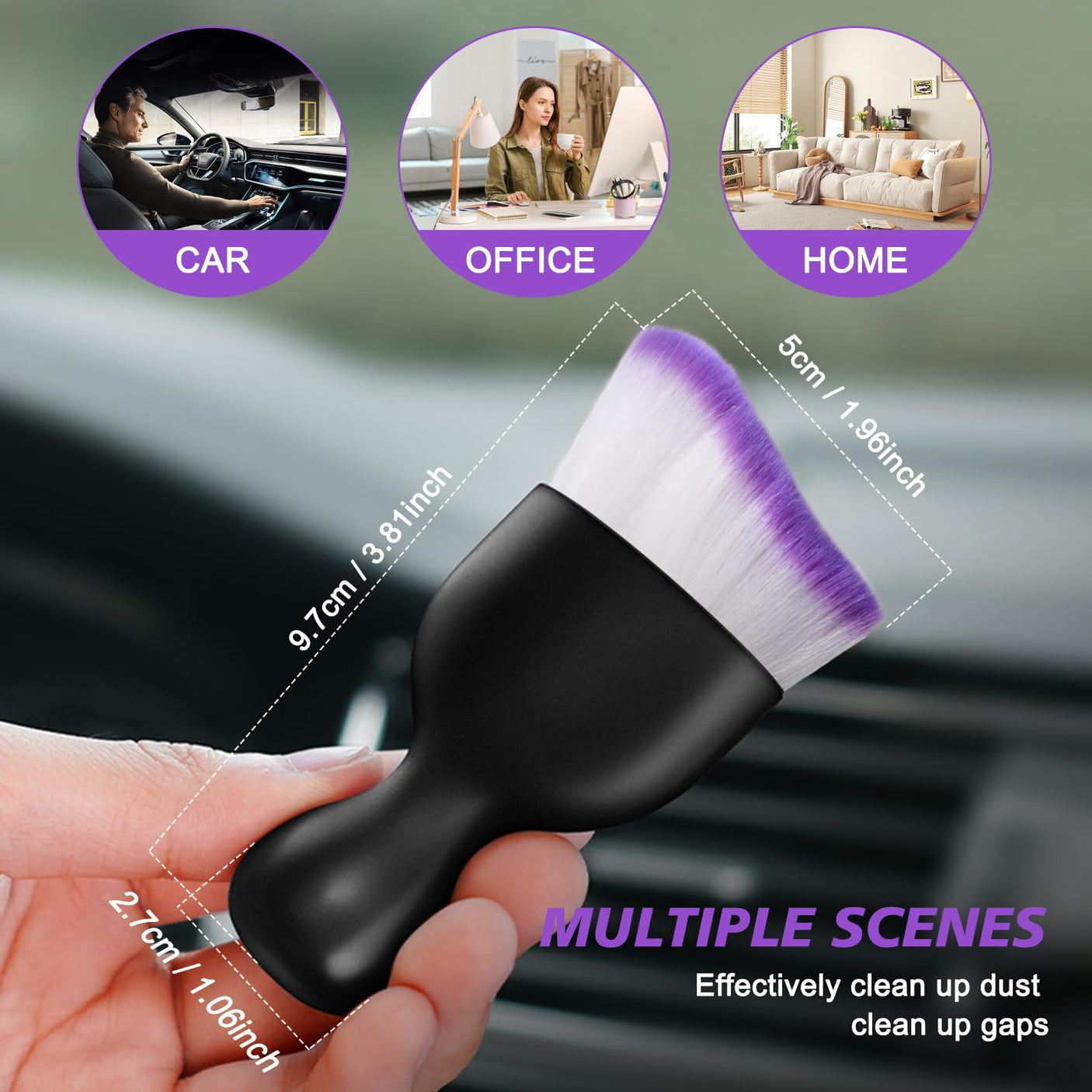 Ouzorp Car Interior Dust Brush, Car Detailing Brush, Soft Bristles Detailing Brush Dusting Tool for Automotive Dashboard, Air Conditioner Vents, Leather, Computer,Scratch Free