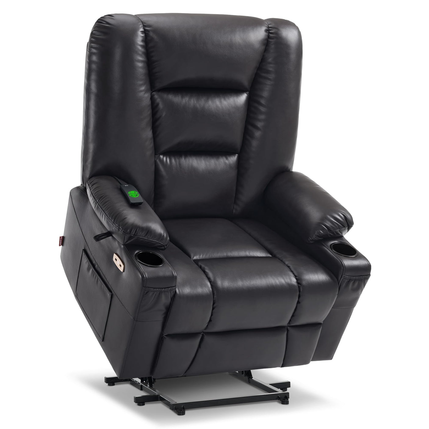 MCombo Power Lift Recliner Chair for Elderly, Lift Chair with Heat and Massage, USB Ports, Cup Holders, Faux Leather 7519 (Medium, Dark Brown)