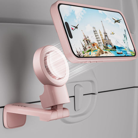 MiiKARE Airplane Travel Essentials Phone Holder, Universal Handsfree Phone Mount for Flying with 360 Degree Rotation, Accessory for Airplane, Travel Must Haves Phone Stand for Desk, Tray Table