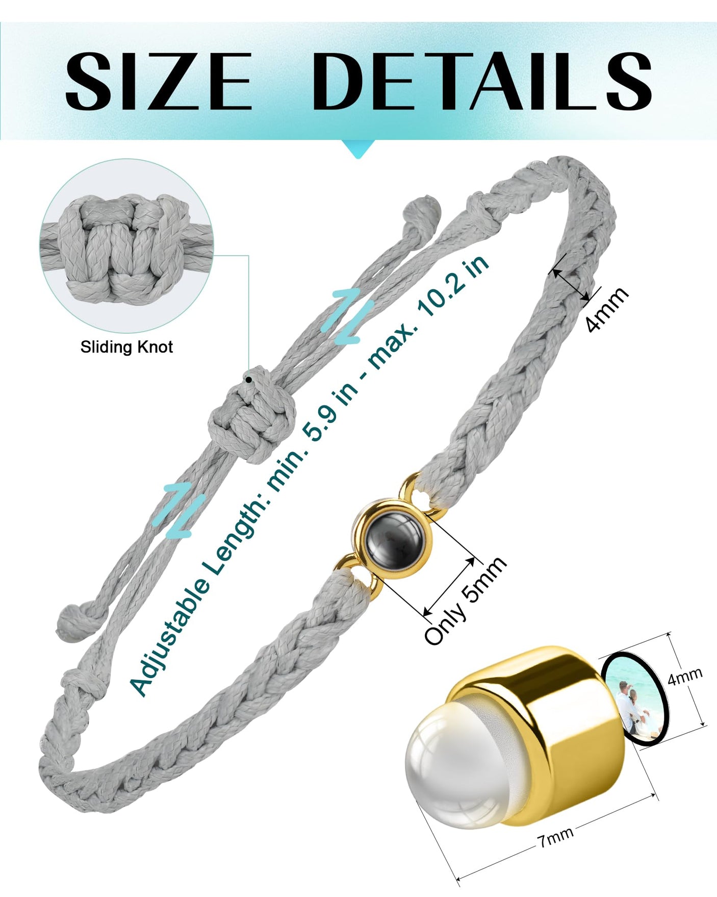 SUPHELPU Custom Bracelets with Picture Inside, Picture Bracelet Personalized Photo, Women's Identification Bracelets, Memorial Gifts for Loved One