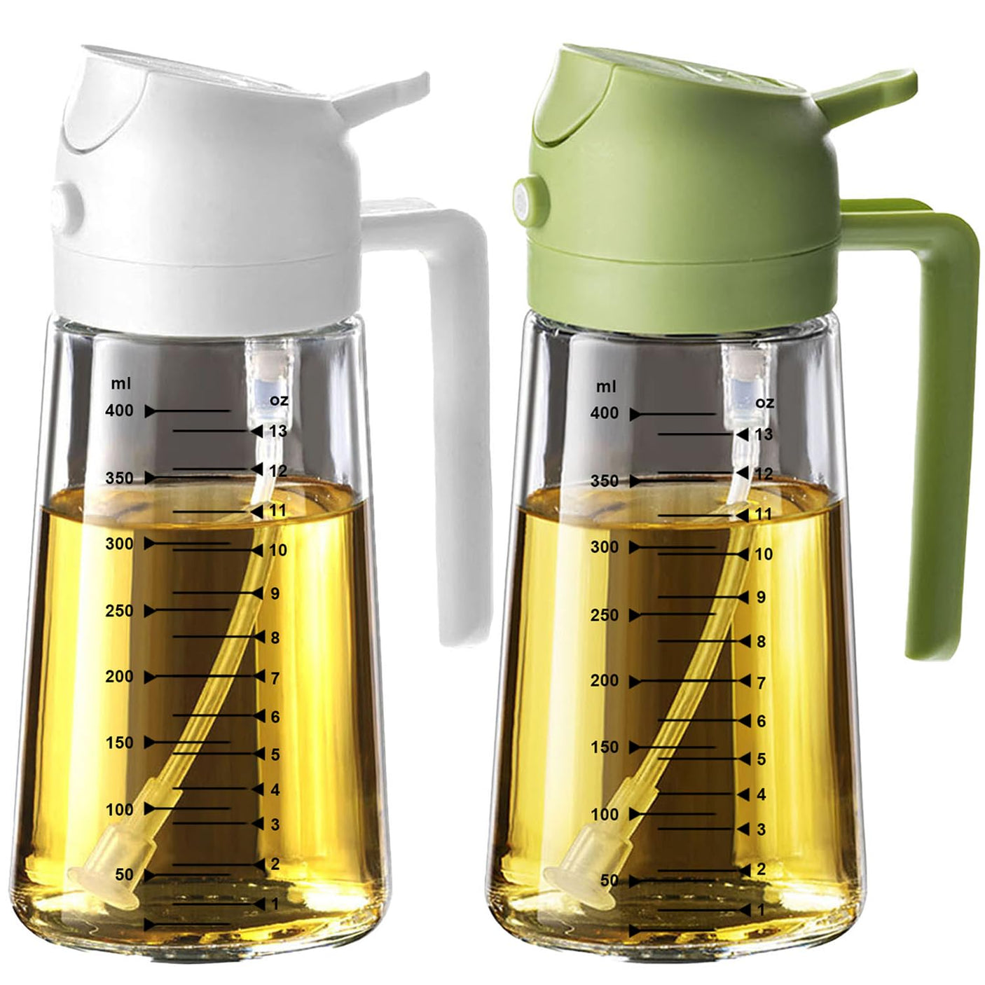 TrendPlain 16oz/470ml Glass Olive Oil Sprayer for Cooking - 2 in 1 Olive Oil Dispenser for Kitchen Gadgets, Air Fryer, Salad, and BBQ - Navy