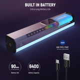 NEEWER RGB LED Video Light Stick, Touch Bar & APP Control, Magnetic Handheld Photography Lighting Wand, Dimmable 3200K~5600K CRI98+ Full Color LED Light with 6400mAh Battery, 17 Scenes, RGB1