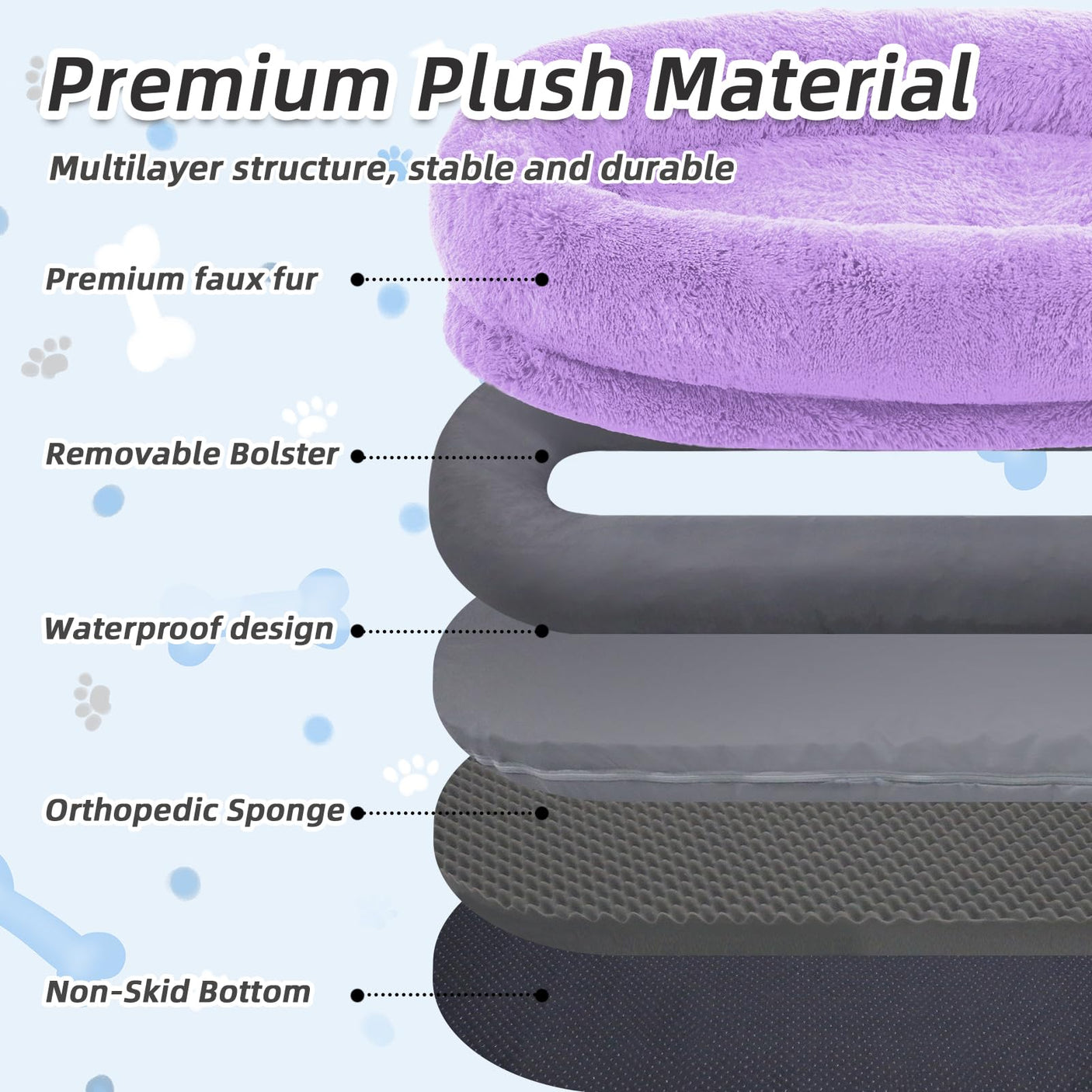 Human Dog Bed, Large Dog Beds for Humans Size Fits You and Pets, Washable Faux Fur Orthopedic Human Pet Bed for People Doze Off, Napping, Present Pillow, Blanket, Strap - Khaki