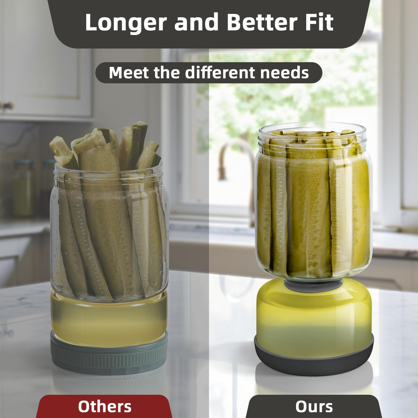 WhiteRhino Pickle Jar with Strainer Flip,34oz Pickle Container Pickle and Olive Hourglass Jar,Glass Flip Pickle Jar Juice Separator Jar with Airtight Lid for Jalapeno Gherkin