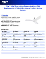 Feit Electric Smart LED Garage Light, RGBW 3 Panel, WiFi 2.4GHz, Screw-in LED Shop Light Bulb, Works with Alexa and Google Home Assistant, E26, 4000 Lumens, Garage Ceiling Light, ADJ4000/RGBW/LED/AG