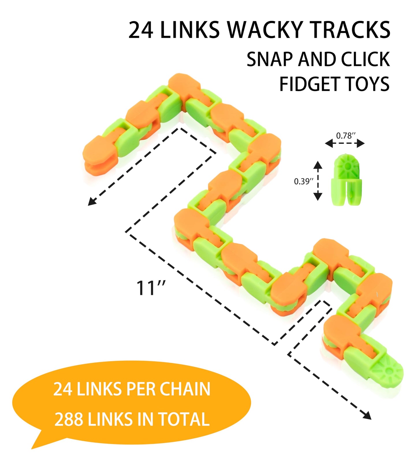 Ganowo 24 Pack Fidget Toy Wacky Tracks Snap and Click Fidgets Sensory Toys Party Favors ,Classroom Reward,School,Valentines Gifts for Adults ,Kids,Teens ,Students