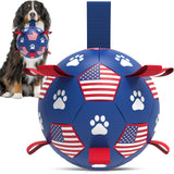 QDAN Premium Dog Toys Balls, Dog Soccer Ball with Straps, Dog Birthday Gifts, Herding Ball, Durable Balls for Small Medium Pet, Puppy Outdoor Toy, Pet Training Soccer Ball, World Cup Soccer (6 Inch)