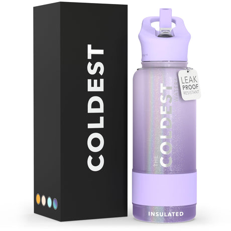 Coldest Insulated Water Bottle with Straw Lid - Stainless Steel Metal Thermos for Men & Women (Matte Black, 32 oz)