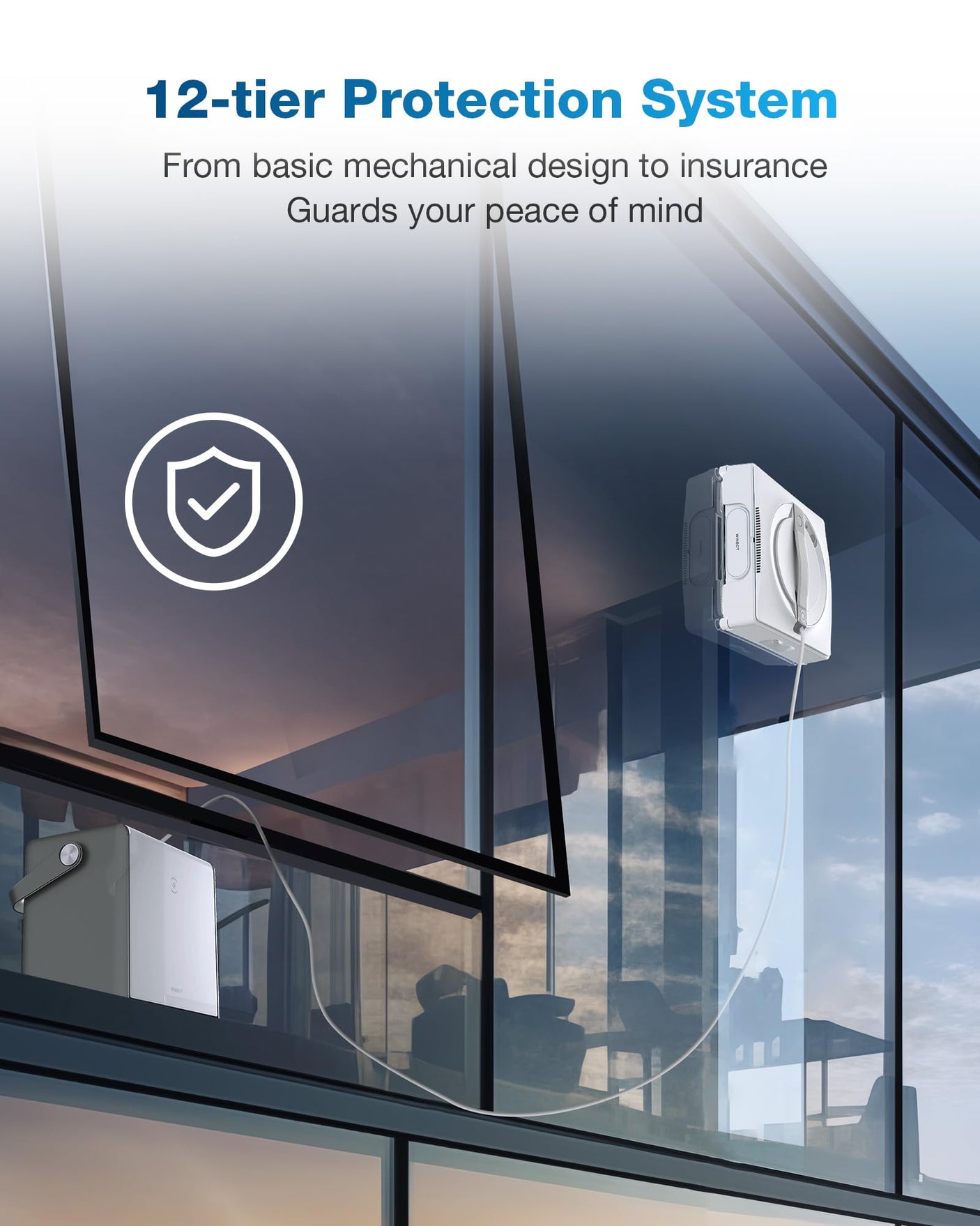 ECOVACS WINBOT W2 PRO Omni Portable Window Cleaning Robot with Multi-Functional Station, Charging While Working, Intelligent Cleaning with Triple Nozzle Water Sprayer, 12-Level Protection