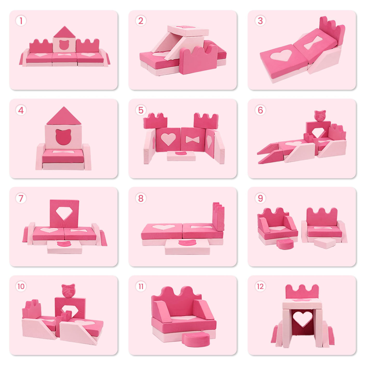 22Pcs Modular Kids Play Couch - Kids Couch for Playroom Bedroom Living Rooms Toddler Sofa for Inspiring Child Creativity，Children Convertible Foam Sofa