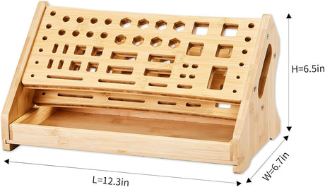 Bamboo Screwdriver Organizer Rack Desktop Hand Tool Stand and Repair Tool Storage Holder