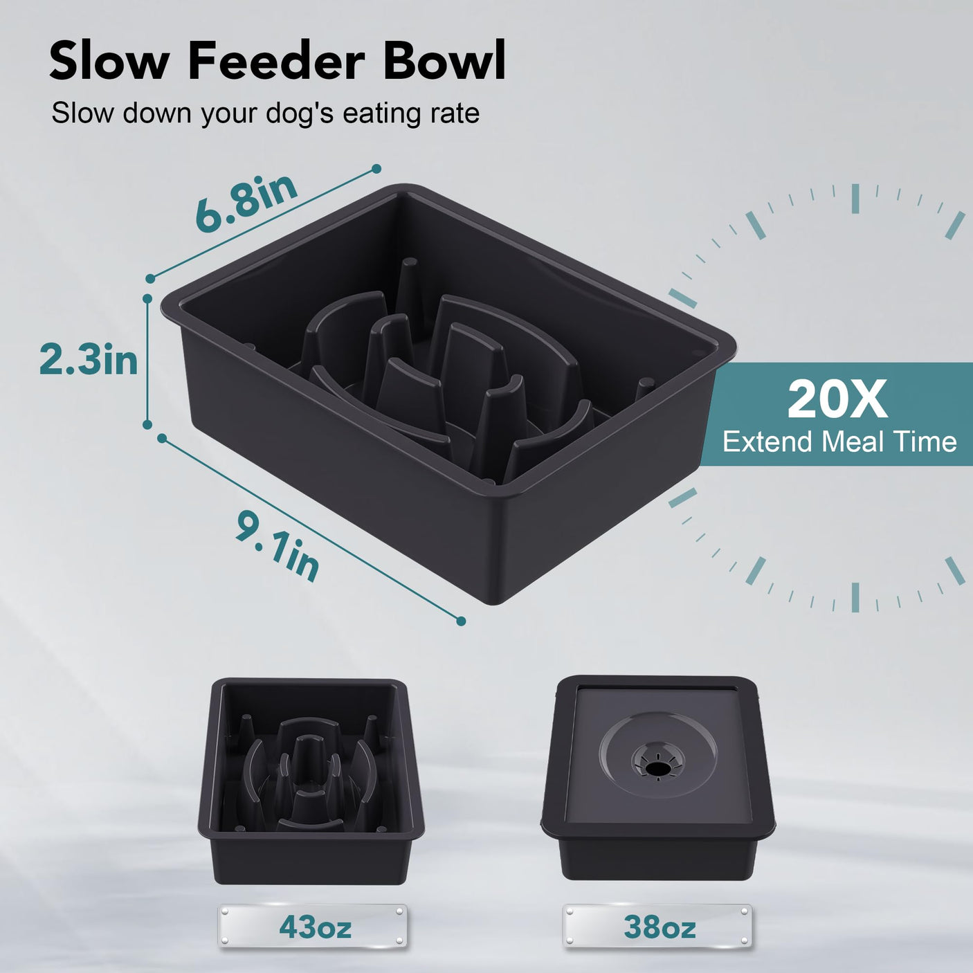 UPSKY 2-in-1 Elevated Dog Bowls Slow Feeder, 4 Height Adjustable Raised Bowls Stand, No Spill Dog Water Bowls, Anti-Slip Food and Water Bowl for Small Medium Dogs(Not Include Stainless Steel Bowl)