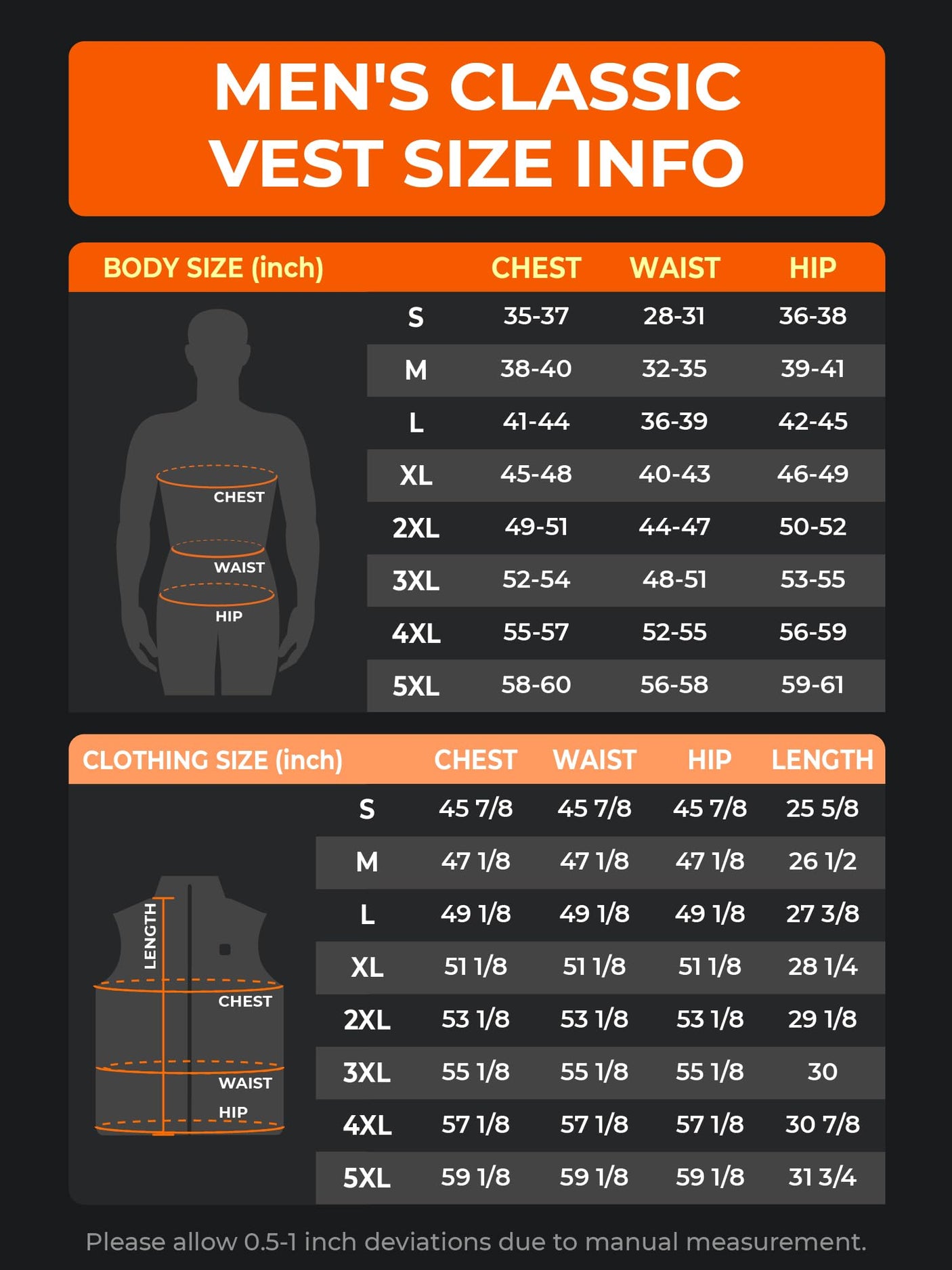 ORORO Men's Lightweight Heated Vest with Battery Pack (Charger Not Included)
