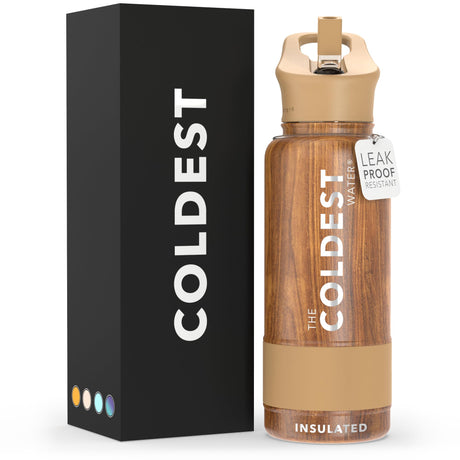 Coldest Insulated Water Bottle with Straw Lid - Stainless Steel Metal Thermos for Men & Women (Matte Black, 32 oz)