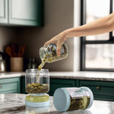 WhiteRhino Pickle Jar with Strainer Flip,34oz Pickle Container Pickle and Olive Hourglass Jar,Glass Flip Pickle Jar Juice Separator Jar with Airtight Lid for Jalapeno Gherkin