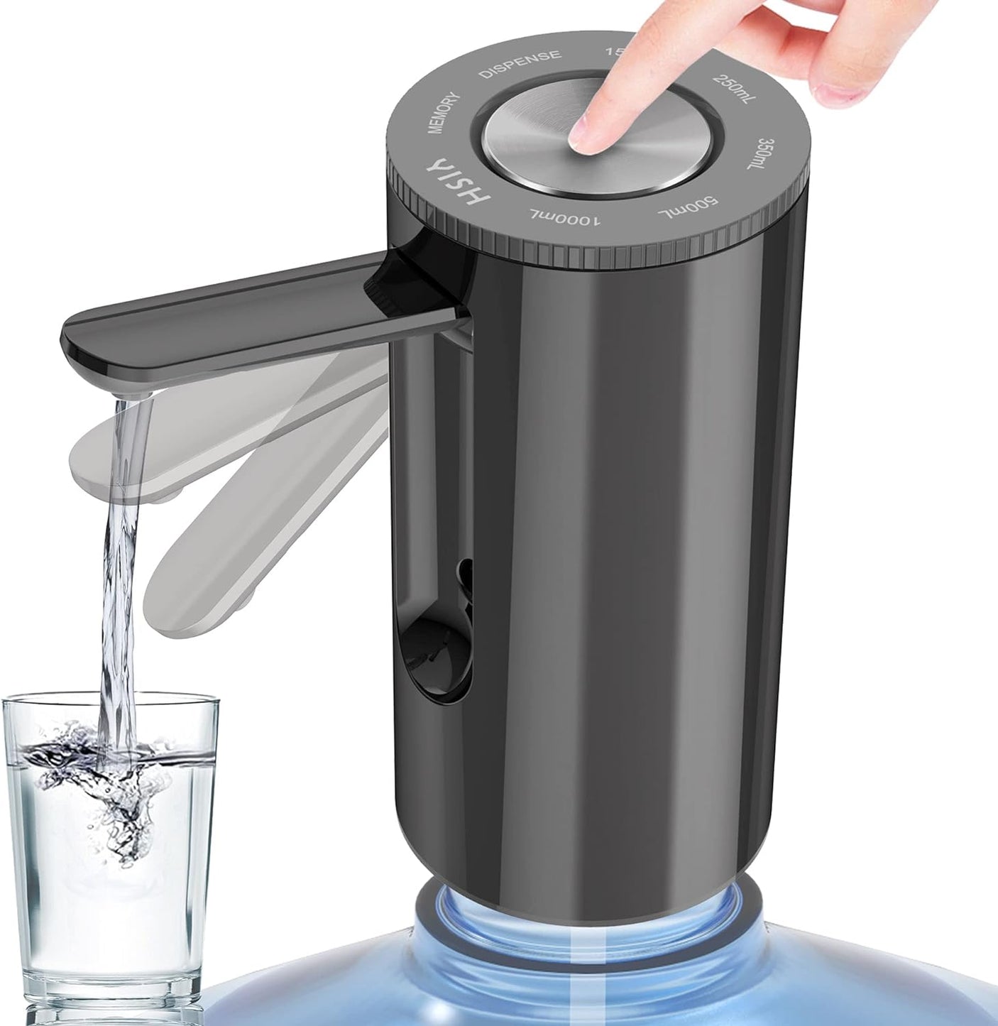 5-Gallon Water Bottle Pump Dispenser: YISH Electric Water Dispenser Pump for Bottled Water Foldable Drinking Water Pump USB-Charing Water Bottle Dispenser Automatic Water Gallon Pump